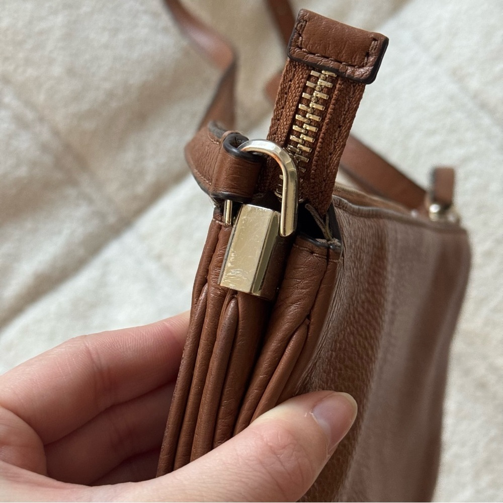 KATE SPADE Brown Pebble Leather Leila Triple Gusset in Warm Gingerbread - Picture 8 of 11